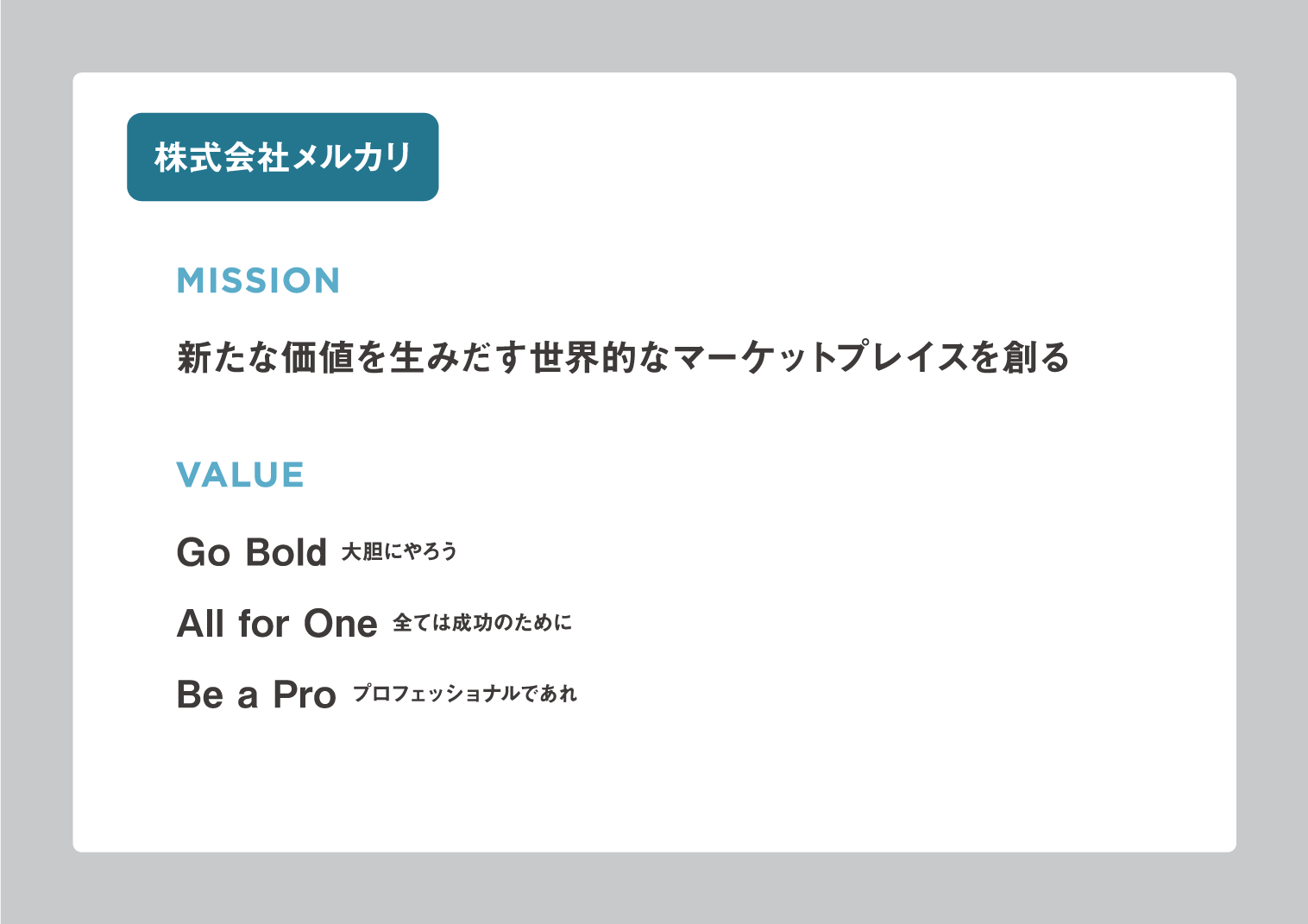 株式会社メルカリのミッション＋バリュー